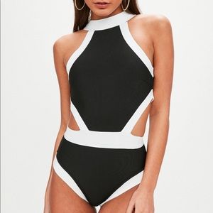 NWT black and white cutout bodysuit
